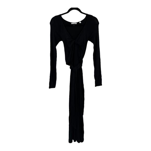 Vince Dress long sleeve tie wrap midi black X-Small XS - Picture 1 of 5